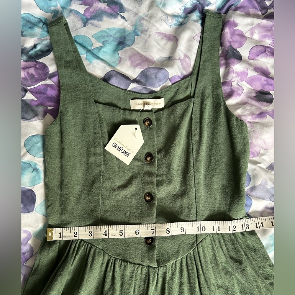 Monteau Forest Green Button-Front Midi Dress - Picture 10 of 12